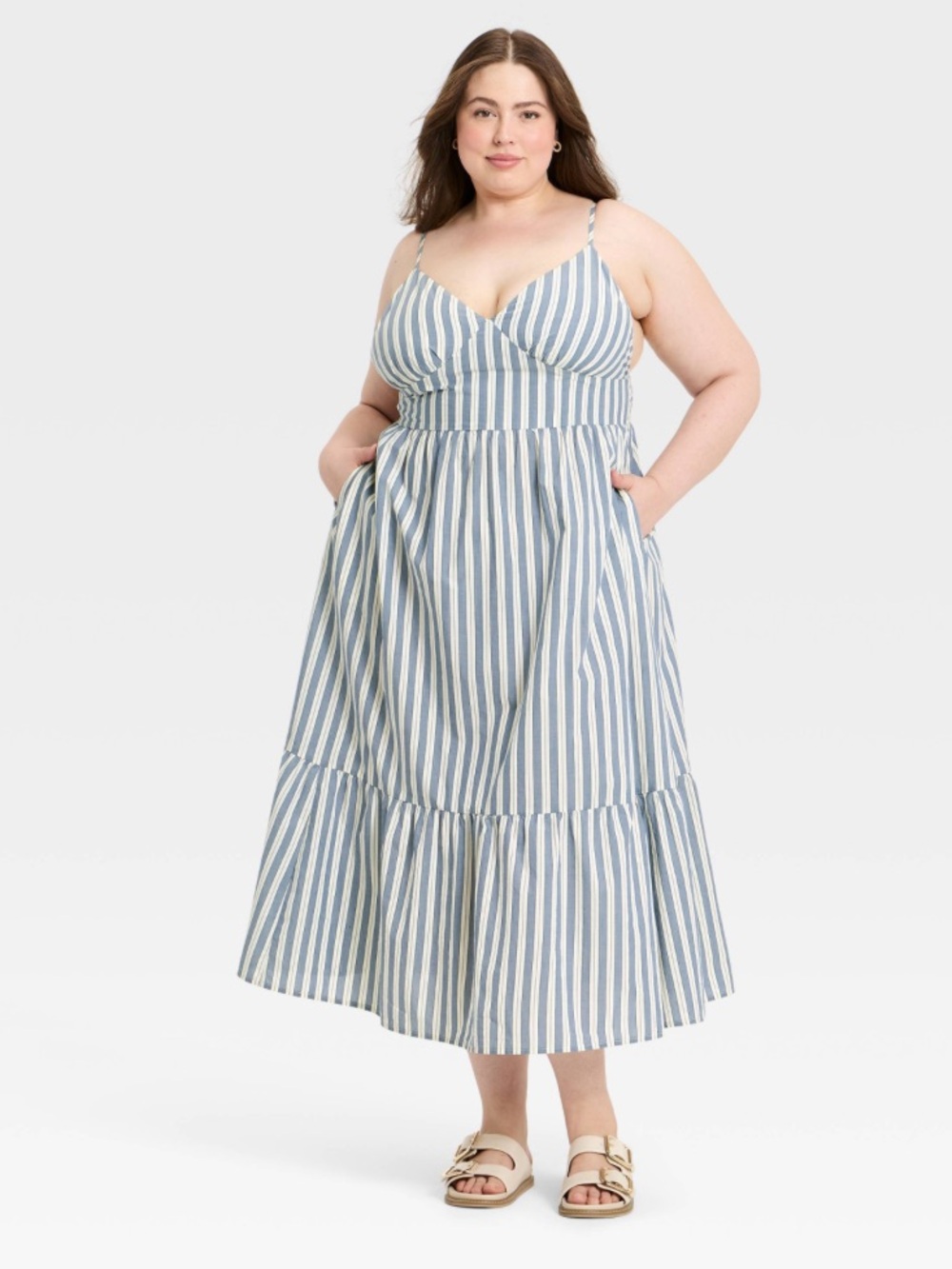 Universal Thread Pullover Maxi A Line Dress Stripped XXL